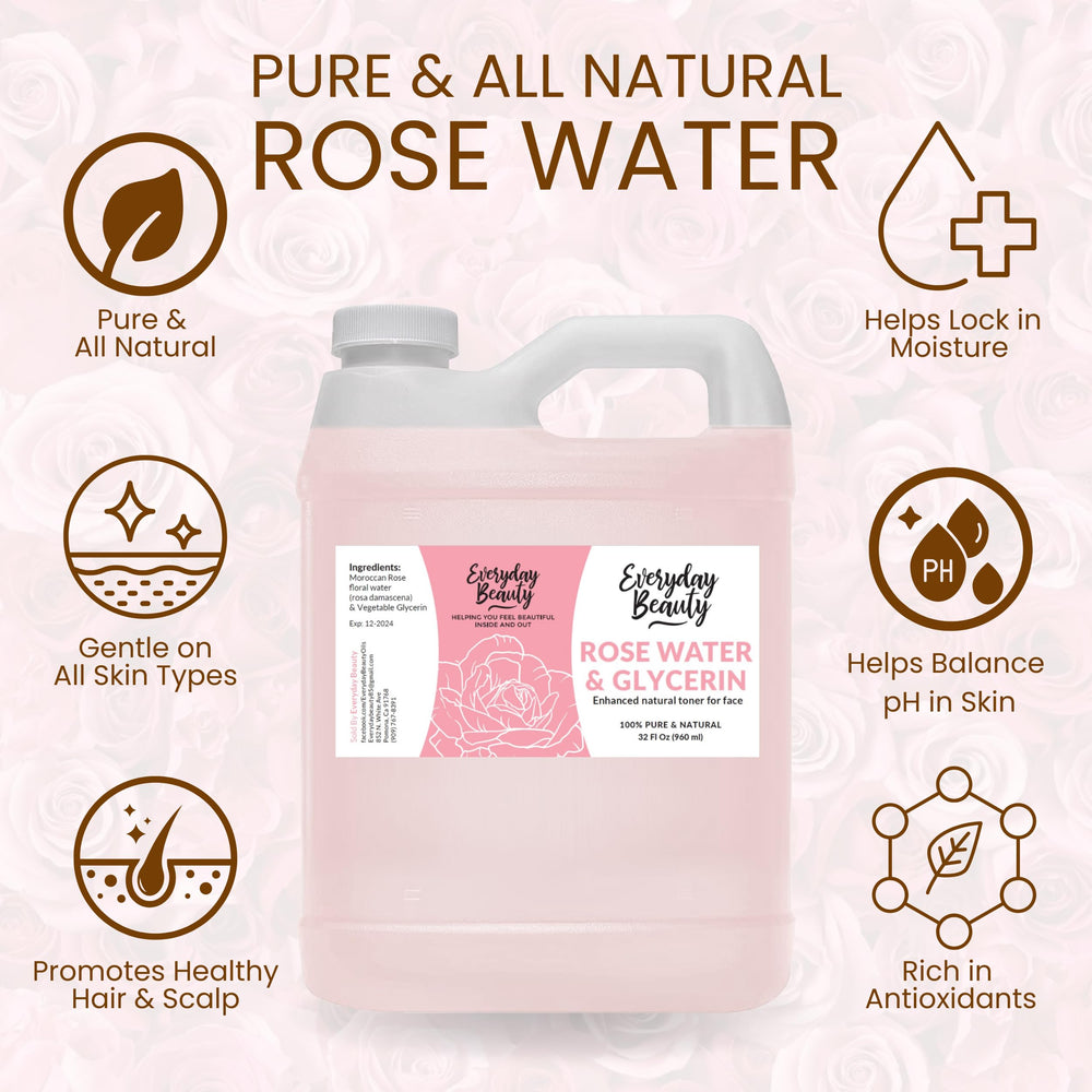 Everyday Beauty Rose Water Toner pour shows gentle application and instant refreshment.