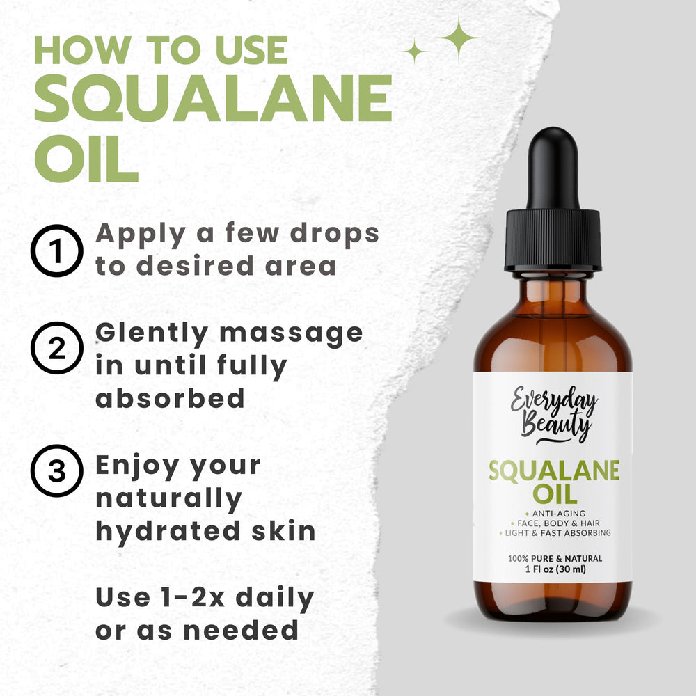 Squalane oil used as hair serum and body oil.