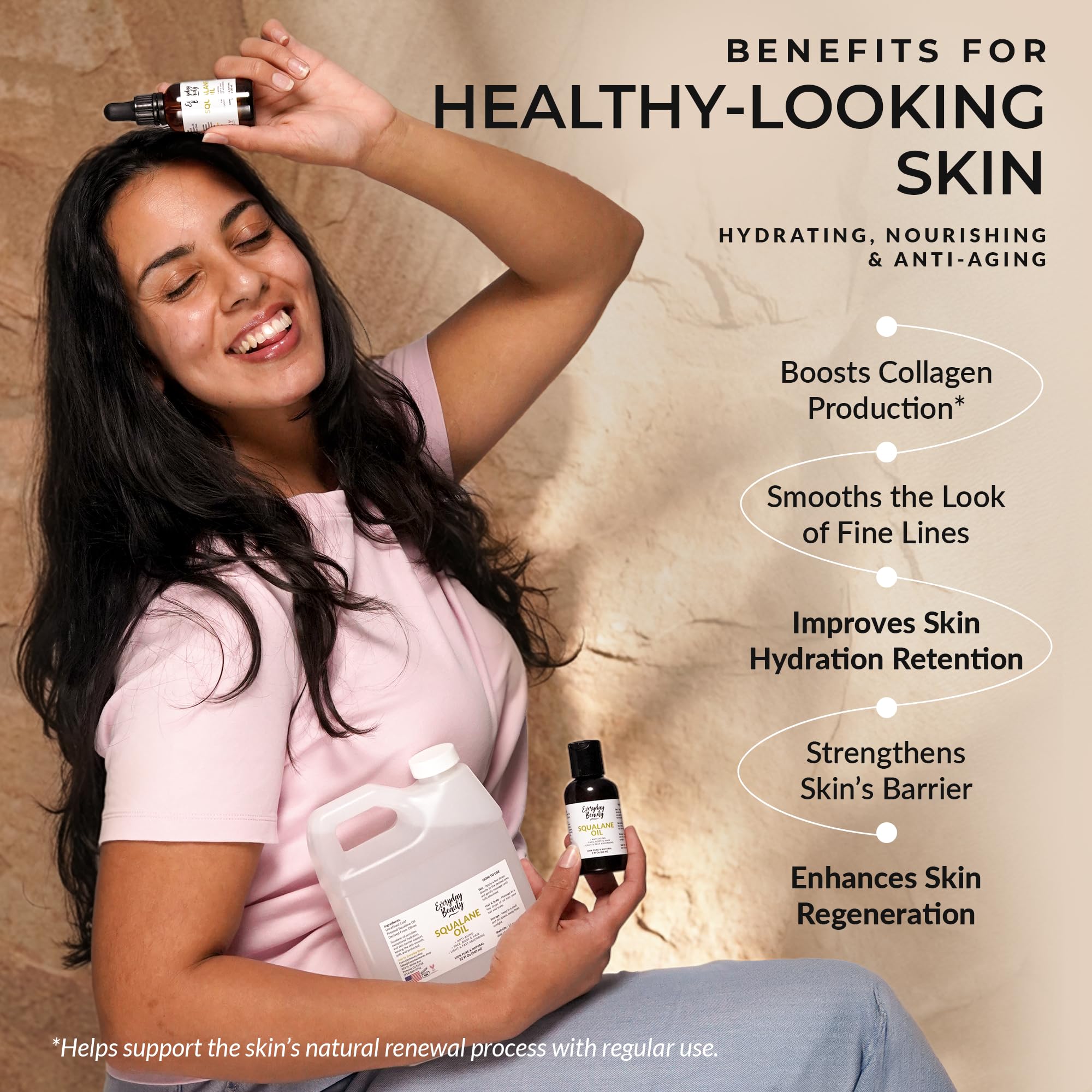 Everyday Beauty Squalane Oil on hair ends for shine.