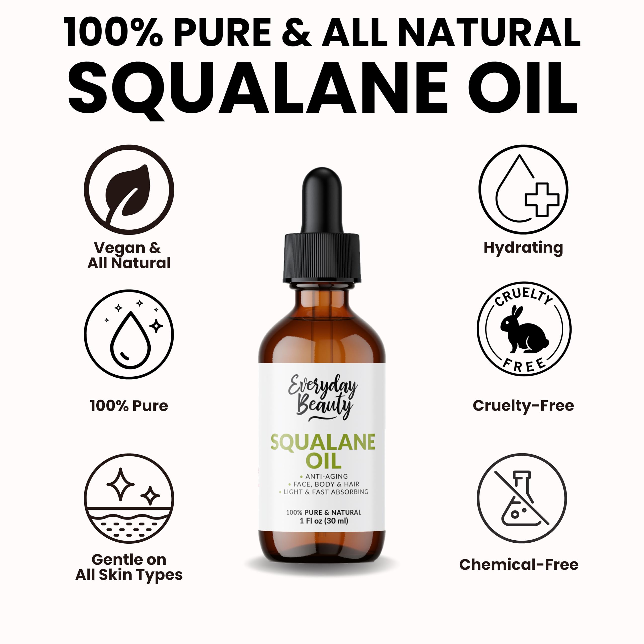 Everyday Beauty Squalane Oil packaging displayed for a simple routine.
