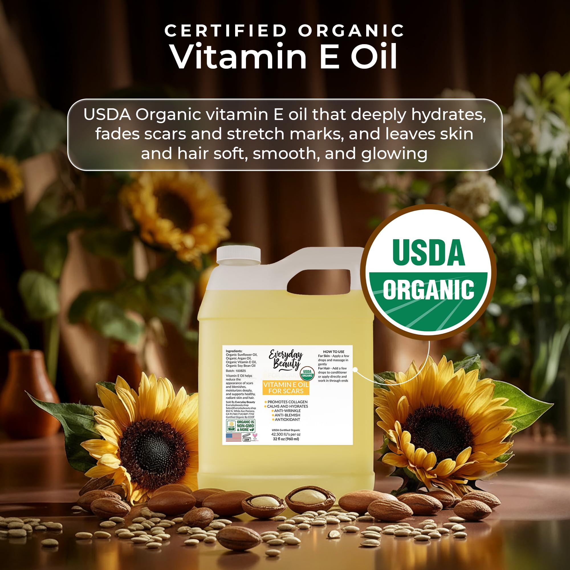 Everyday Beauty Vitamin E Oil dropper in use for facial nourishment and absorption.