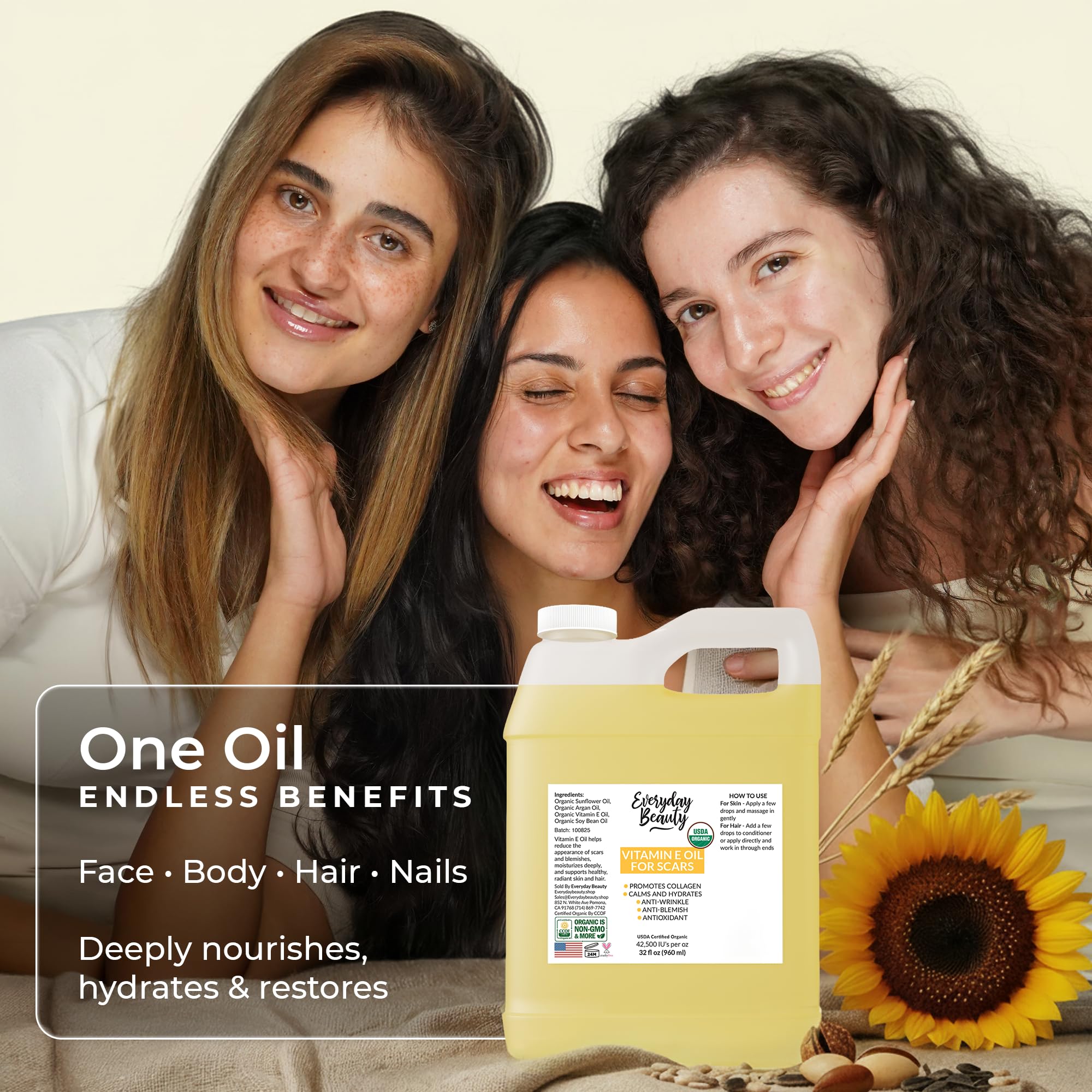 Everyday Beauty Vitamin E Oil for nails and cuticles, easy absorption.