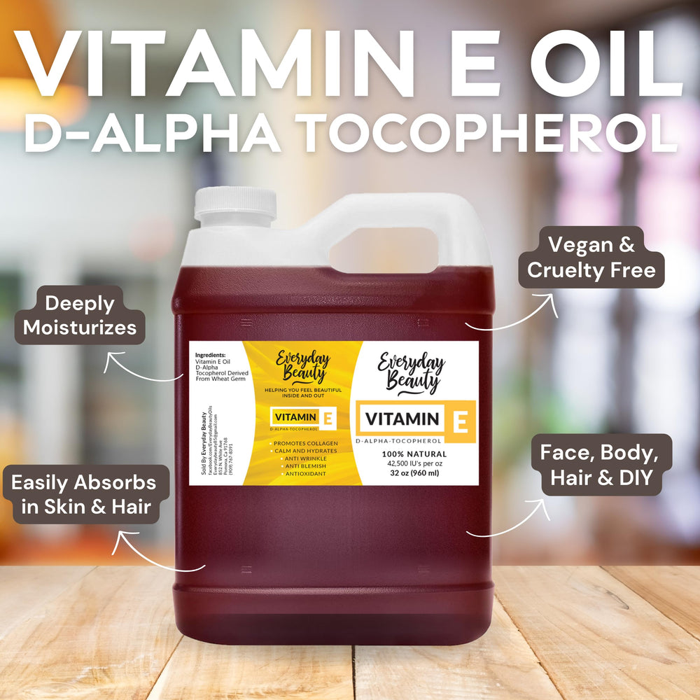 Everyday Beauty Vitamin E Oil pour view showing thick consistency.