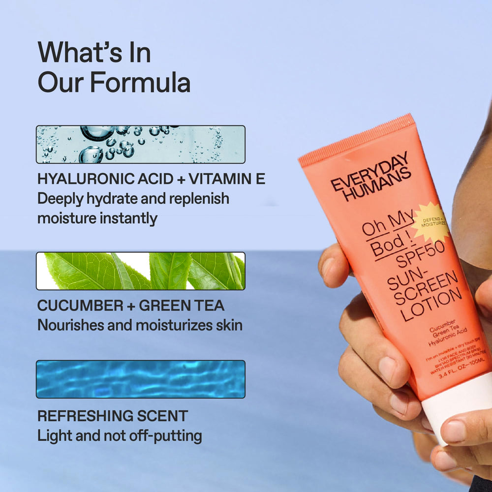 Oh My Bod SPF50 leaves no white cast on skin tones during application