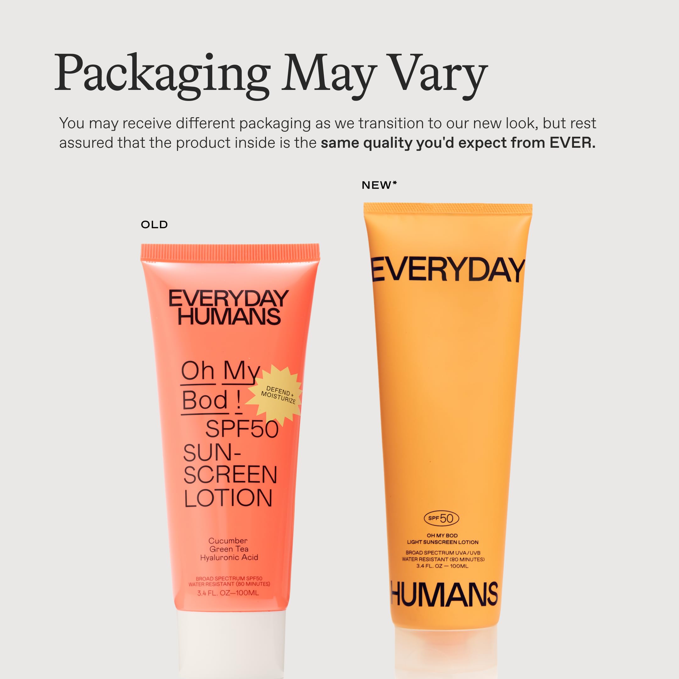 EVERYDAY HUMANS Oh My Bod SPF50 close-up showing invisible finish with no white cast