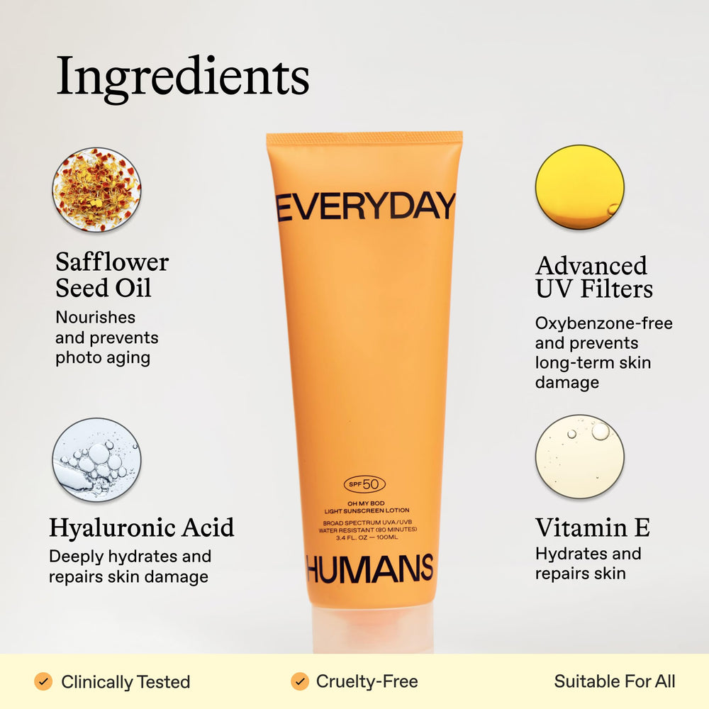 EVERYDAY HUMANS Oh My Bod SPF50 travel-size tube for on-the-go sun care