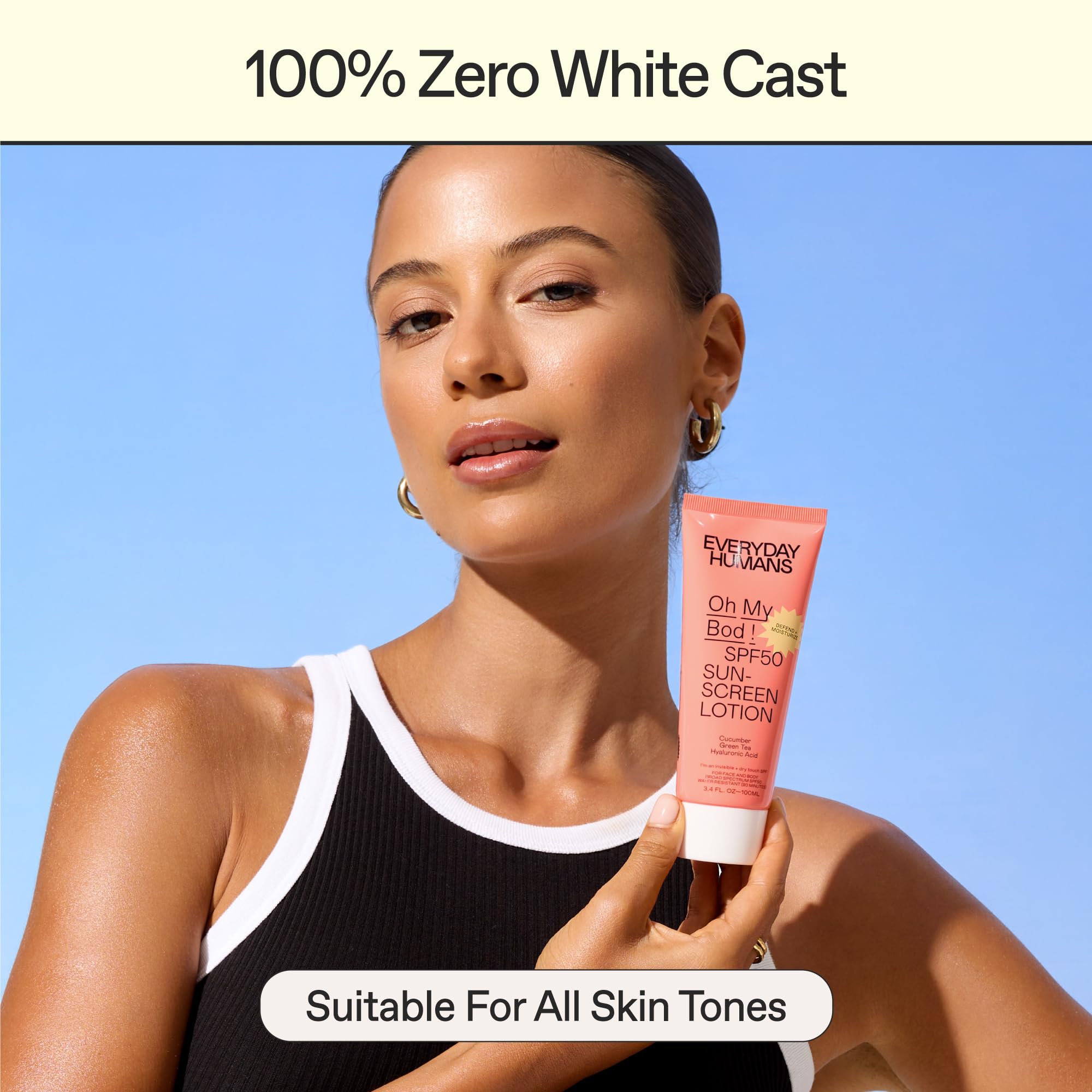 Oh My Bod SPF50 shown as sweat and water resistant for outdoor activities