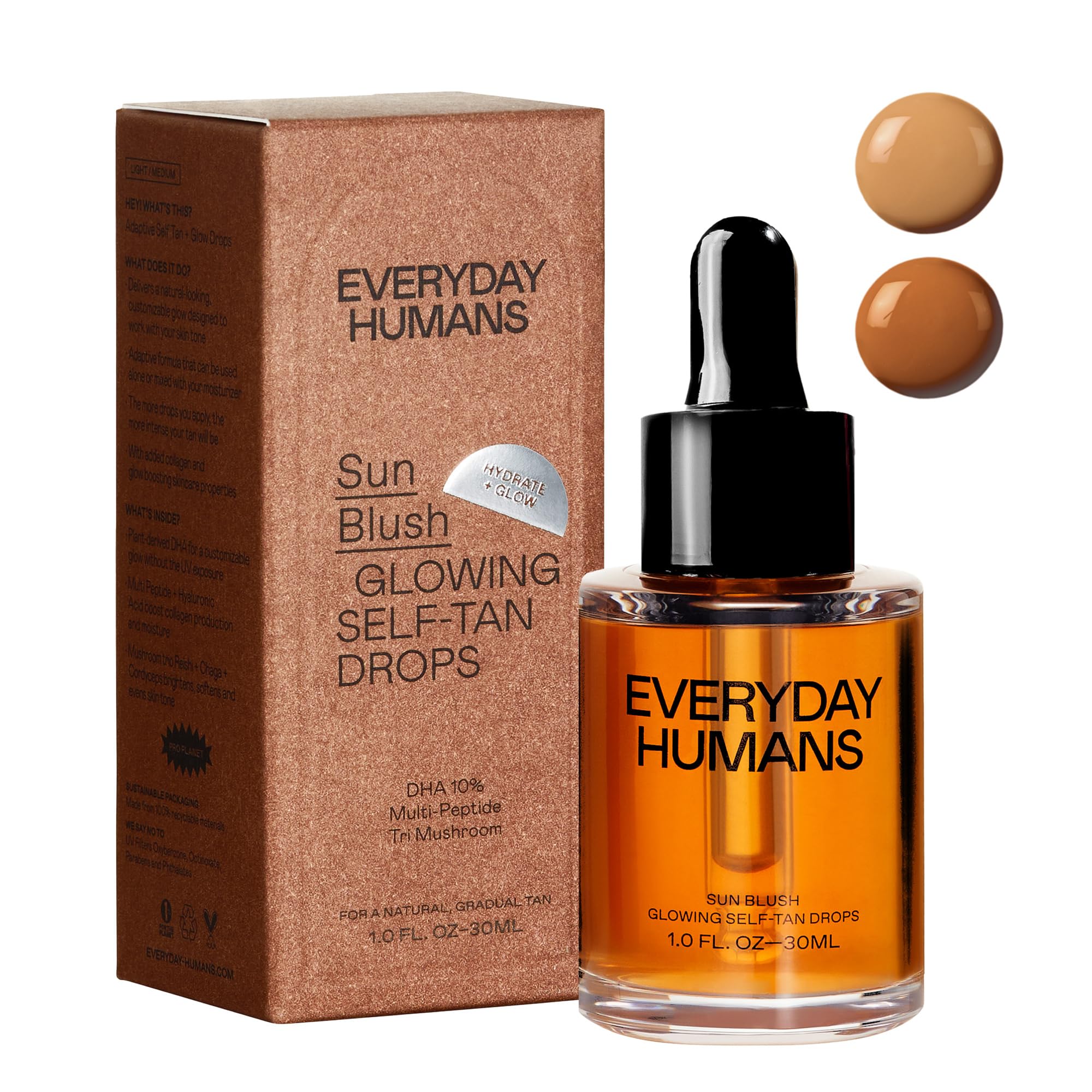 Everyday Humans Sun Blush Glowing Drops bottle for a customizable sun-kissed glow.
