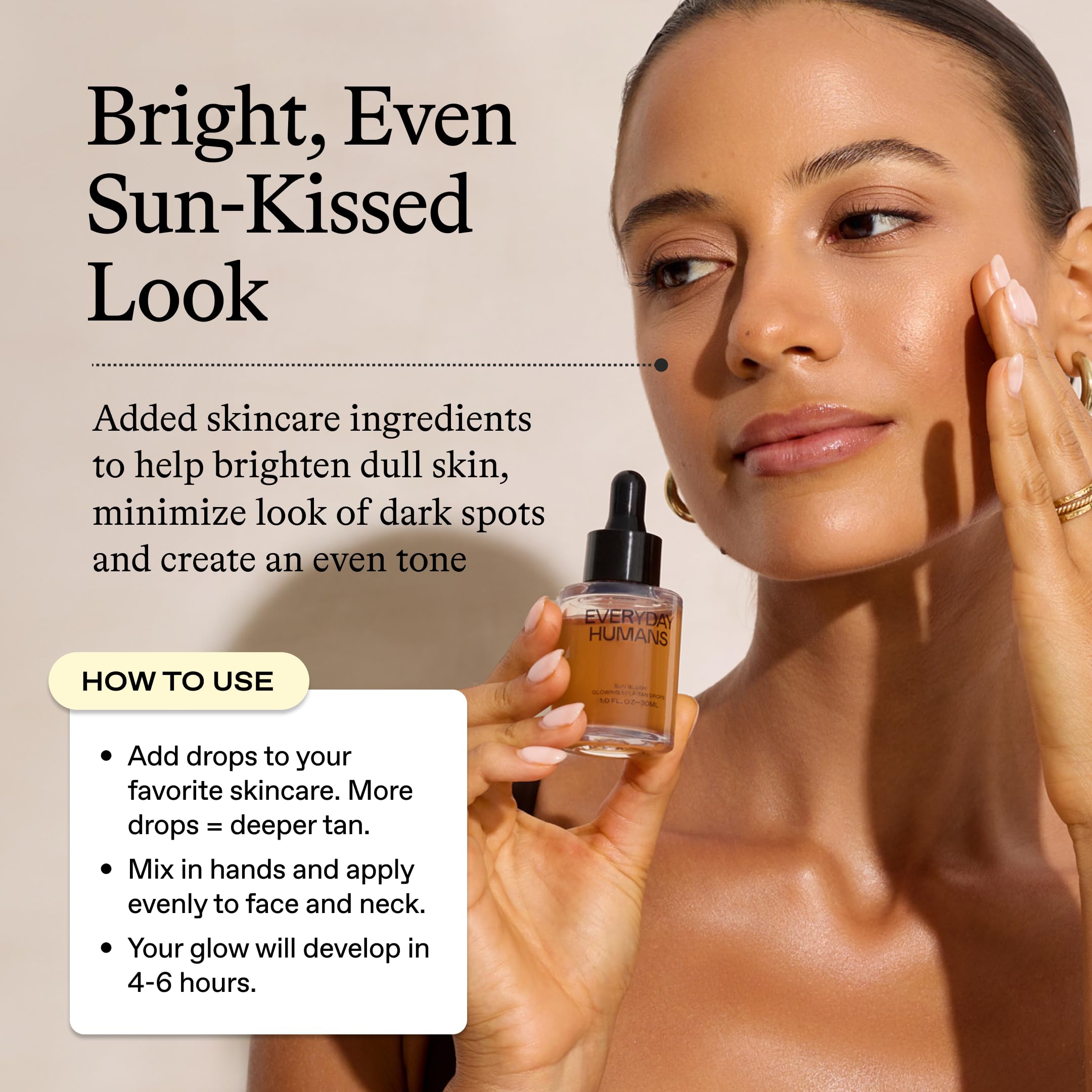 Everyday Humans Sun Blush Glowing Drops shade light/medium swatch.