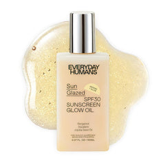 Everyday Humans Sun Glazed bottle close-up showing SPF 30 glow.