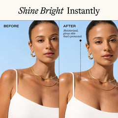 Everyday Humans Sun Glazed glow oil on skin with silky radiance.