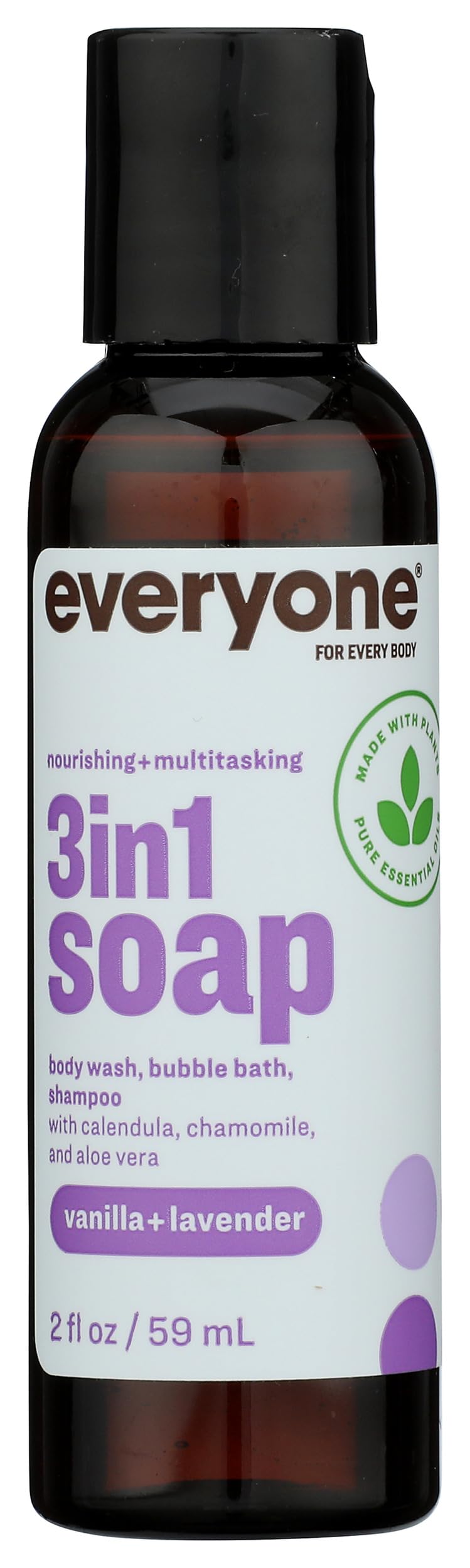 Everyone 3-in-1 Vanilla & Lavender bottle for gentle cleansing of body and hair.