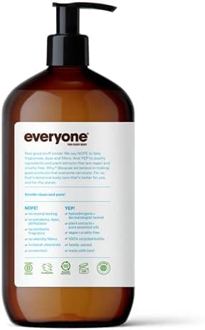 Everyone EO Unscented lotion being massaged into hands shows versatile body care options