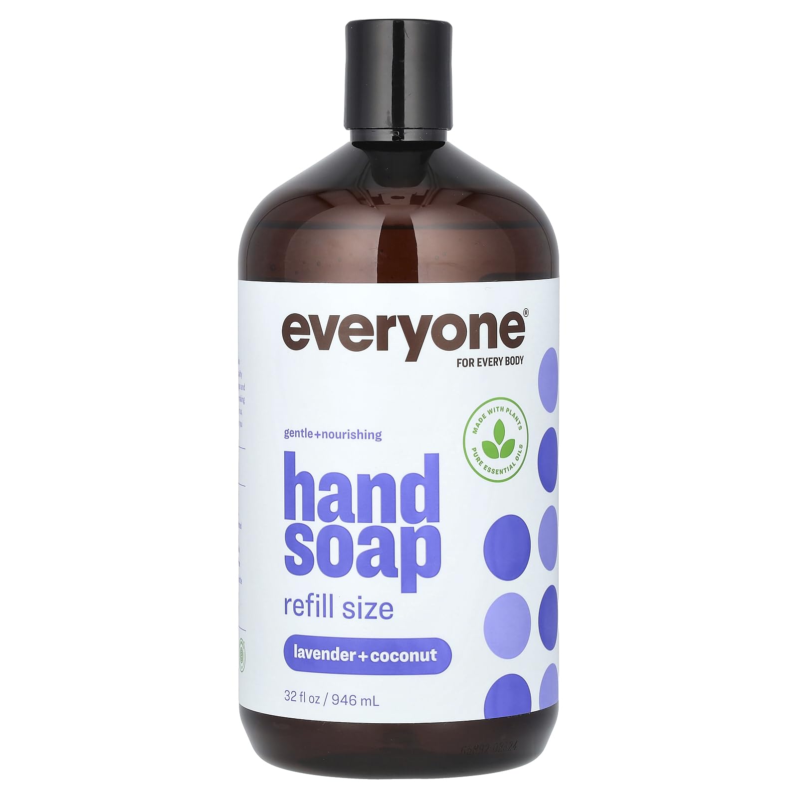Everyone Lavender & Coconut Hand Soap Refill label shows calming scent for hands