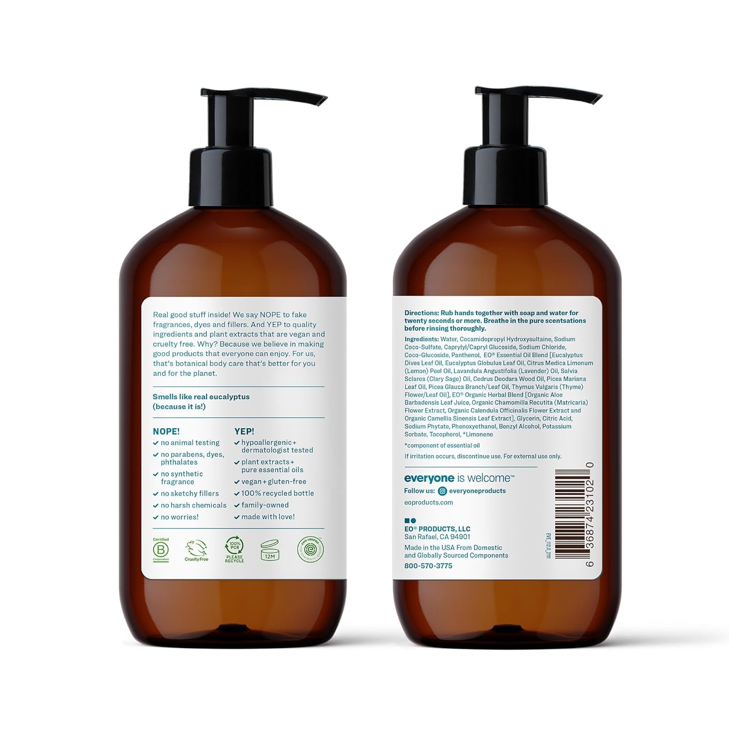 Everyone Liquid Hand Soap Pacific Eucalyptus pump for easy dispensing