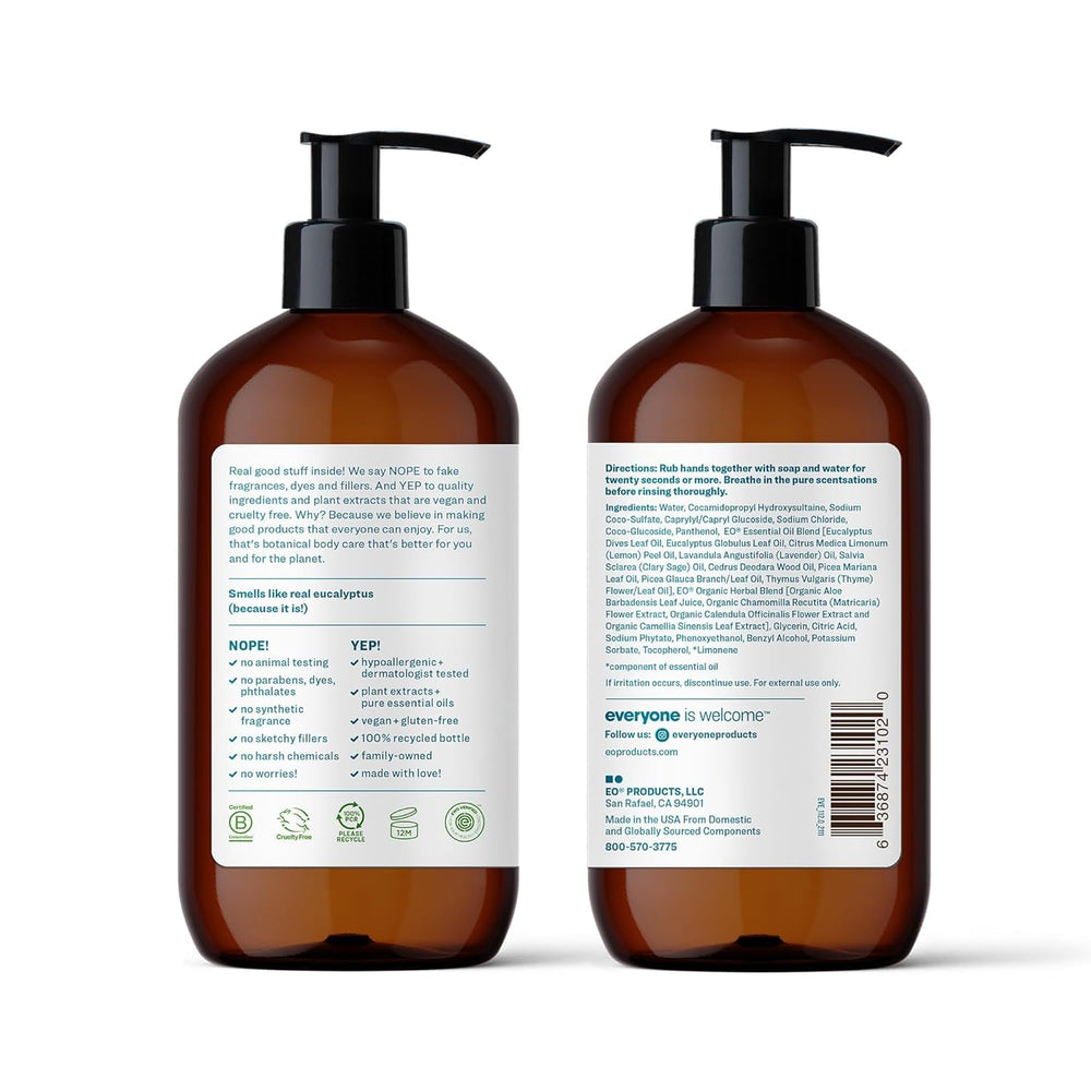 Everyone Liquid Hand Soap Pacific Eucalyptus pump for easy dispensing