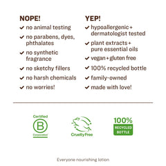 Everyone Nourishing Lavender and Aloe Lotion label closeup highlights branding
