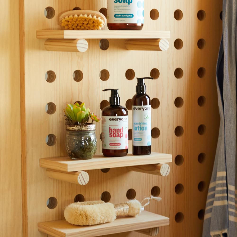 Everyone Nourishing Unscented Lotion on bathroom shelf for easy routine.