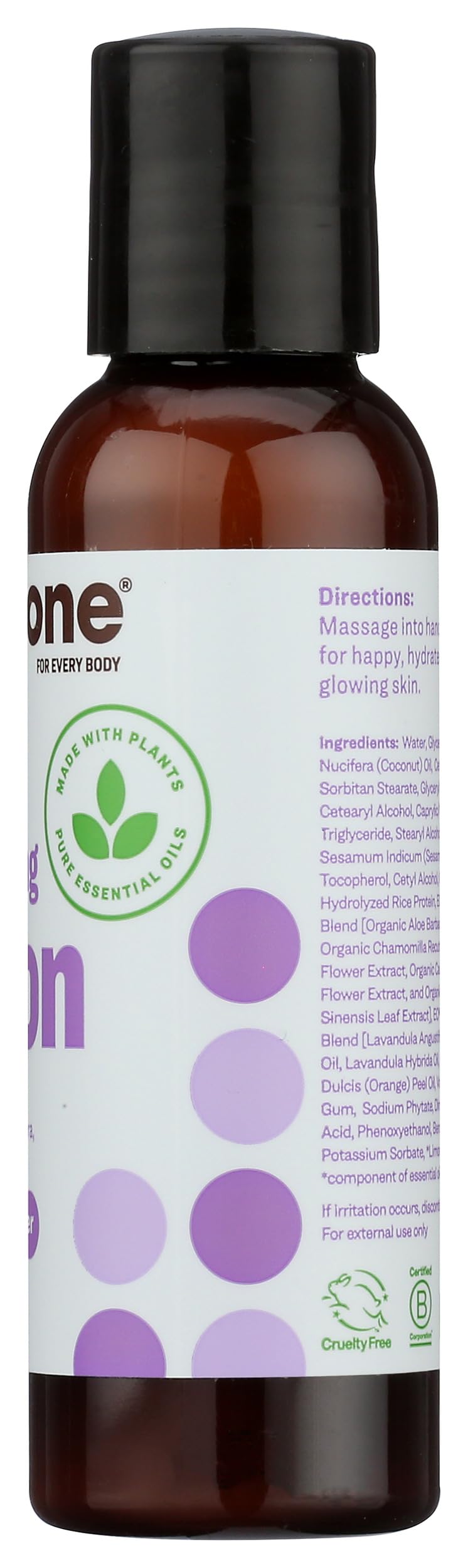 Clean ingredients label of Everyone lotion with verification mention