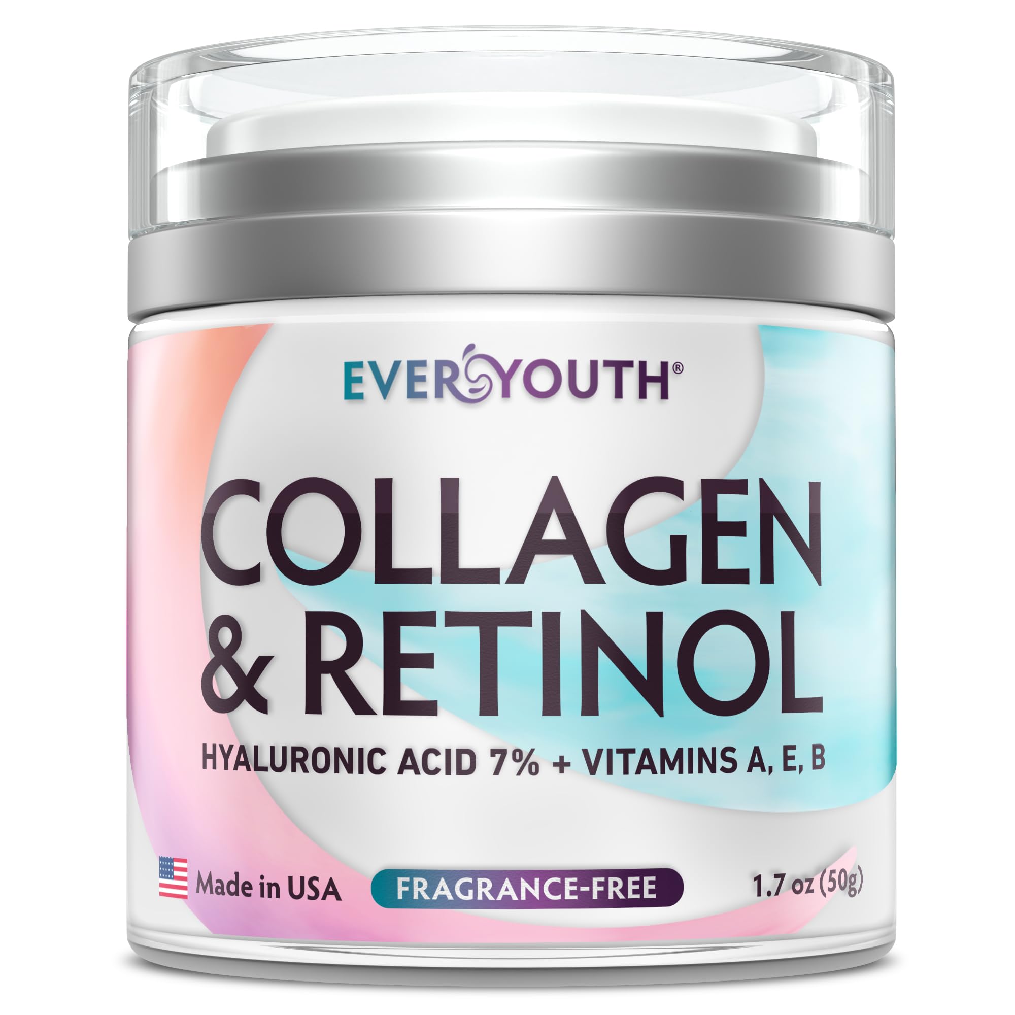 Everyouth collagen cream face bottle showing hydrating formula benefits for facial skin