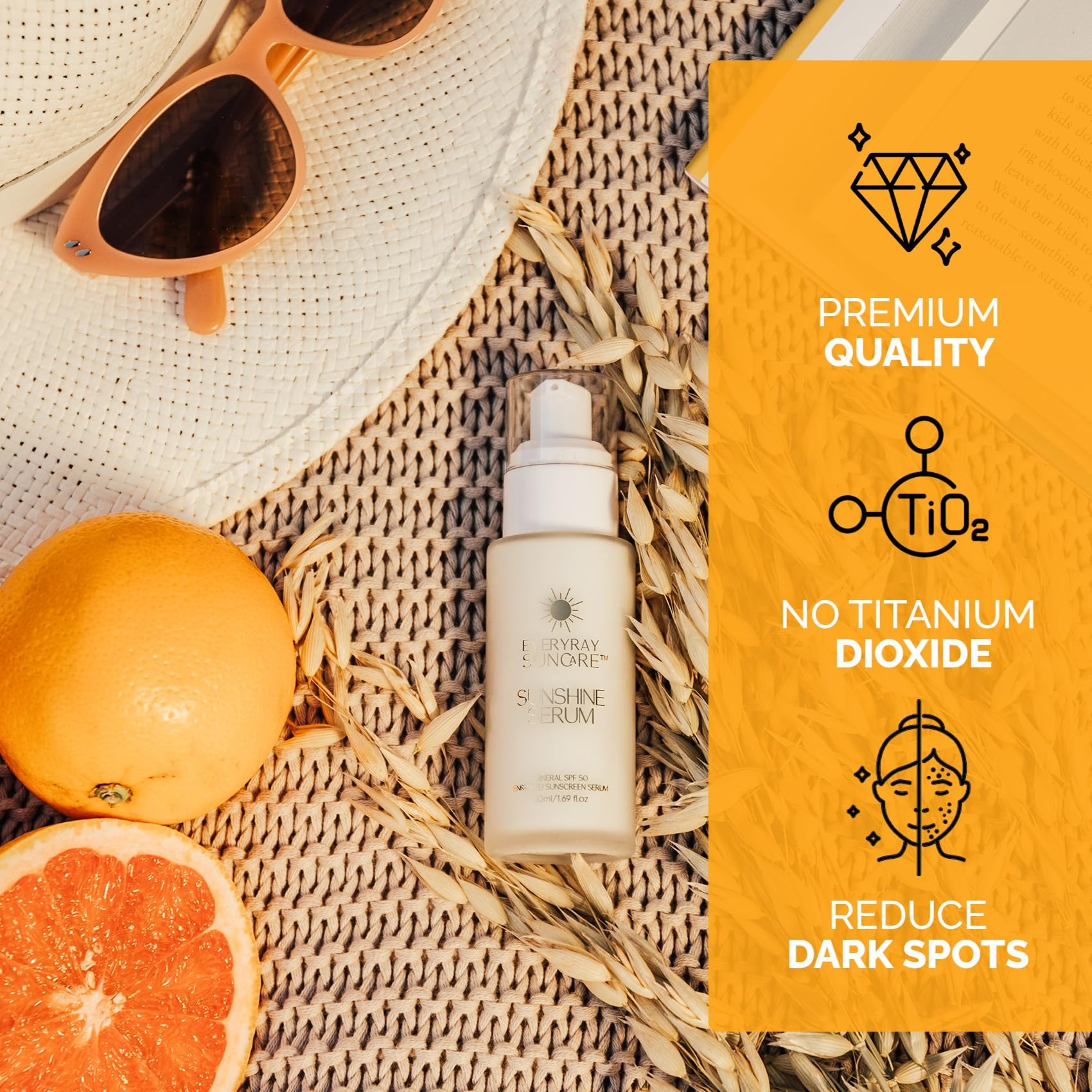 EveryRay Suncare Sunshine Serum dewy finish after application on skin.