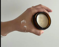 EVO GOOD! Whipped balm texture spread across skin for daily moisture.