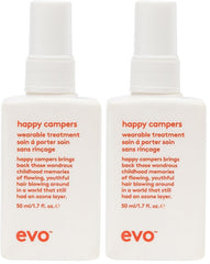 EVO Happy Campers bottle front shows compact travel size for daily protection.