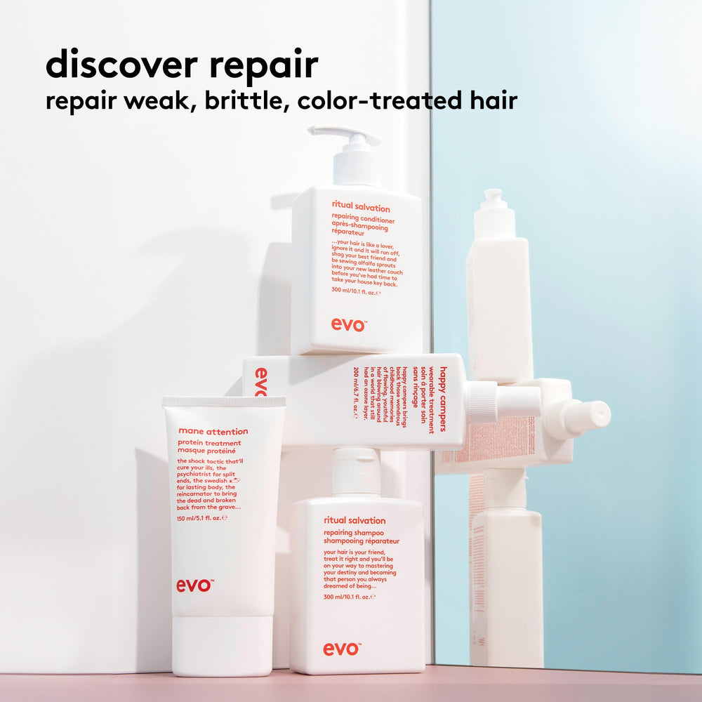 EVO Happy Campers hair-care routine for daily manageability.