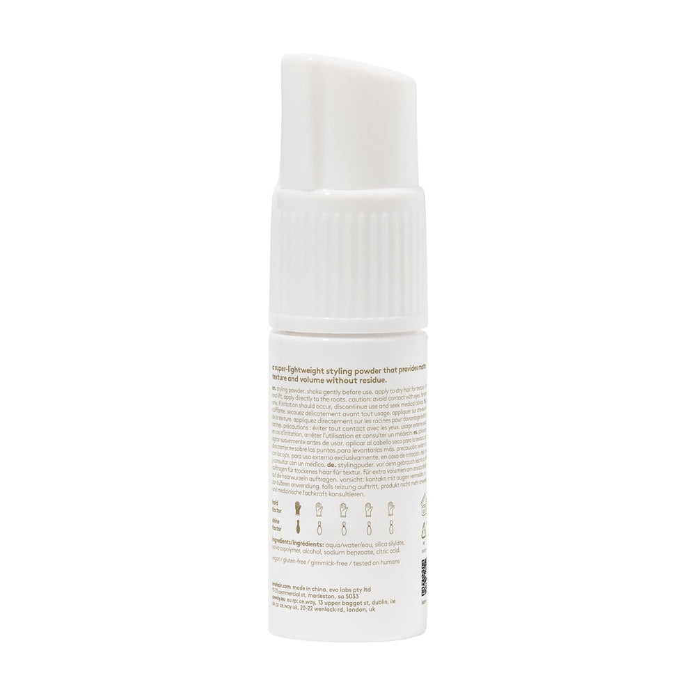 EVO Haze powder bottle with pump dispensing for even styling