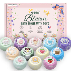 EvolutionUSA Bloom Bath Bombs with toy surprise colors and fizz for kids' bath time.