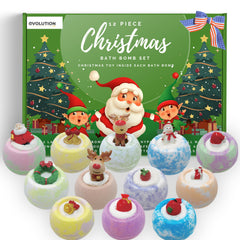 EvolutionUSA Christmas bath bombs kids set with festive colors for holiday bath time.