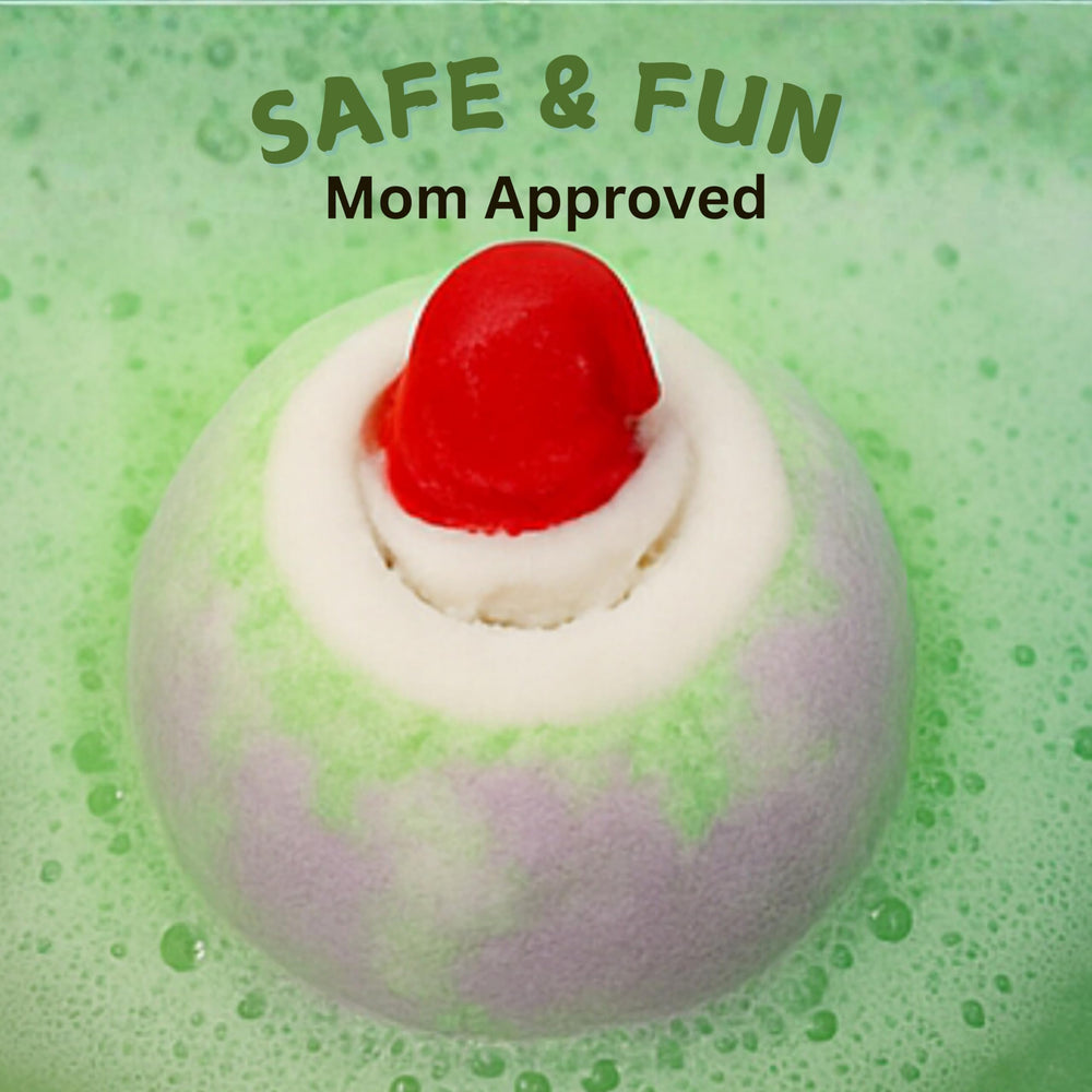 EvolutionUSA individually wrapped with Santa stickers for gift-ready bath bombs.