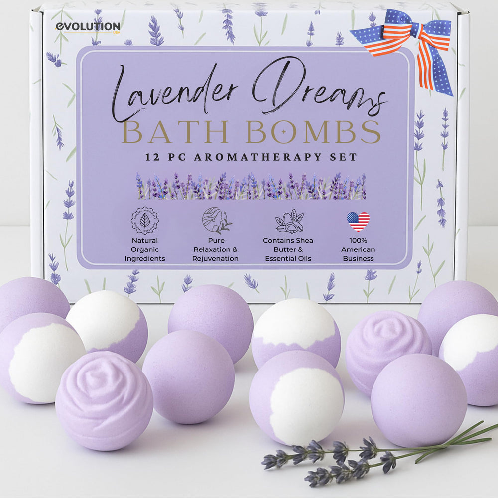EvolutionUSA Lavender Dreams Bath Bombs fizz colorfully for a relaxing soak.