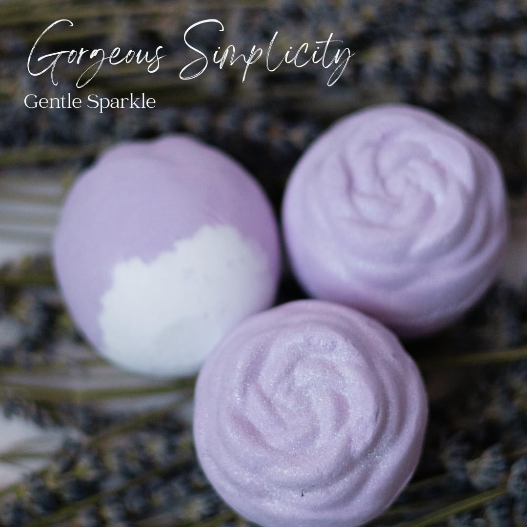 EvolutionUSA Lavender Dreams Bath Bombs visible bubbles demonstrate rich fizz.