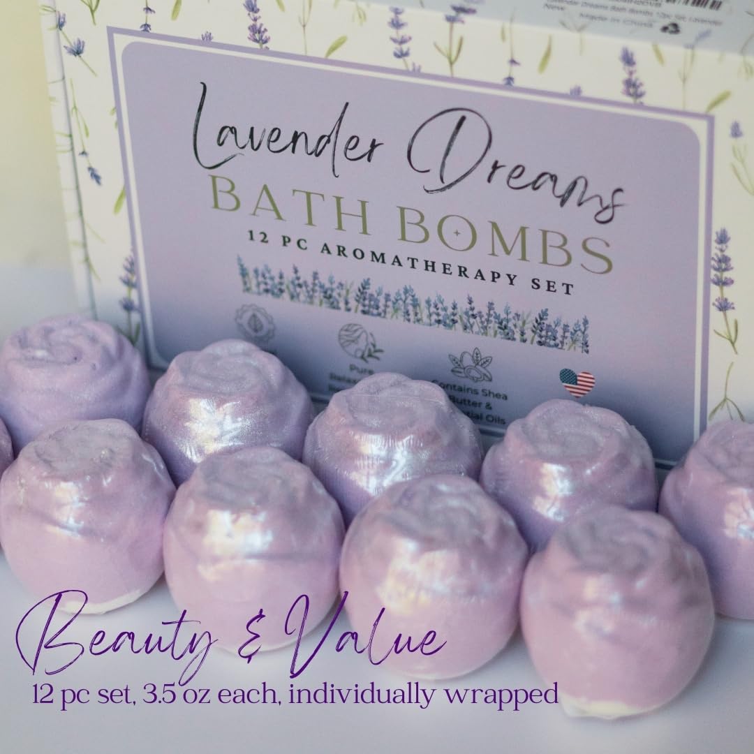 EvolutionUSA Lavender Dreams Bath Bombs USA-made label on packaging.