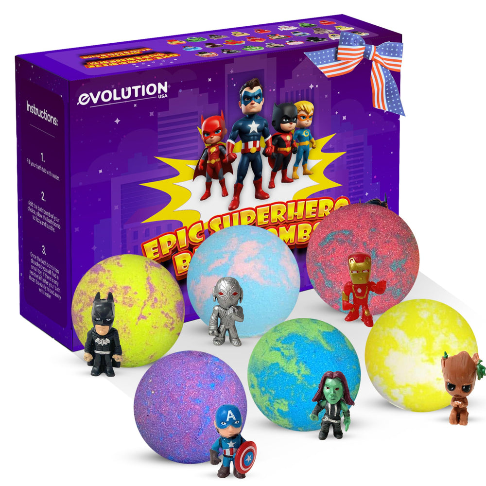 EvolutionUSA Purple Epic Bath Bombs show vibrant color release during bath time.