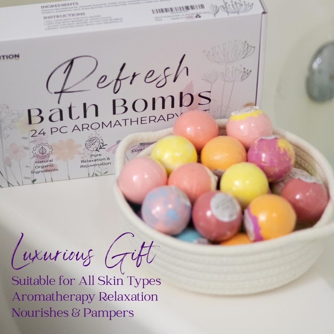 EvolutionUSA Refresh bath bombs are individually wrapped with an opening tool.