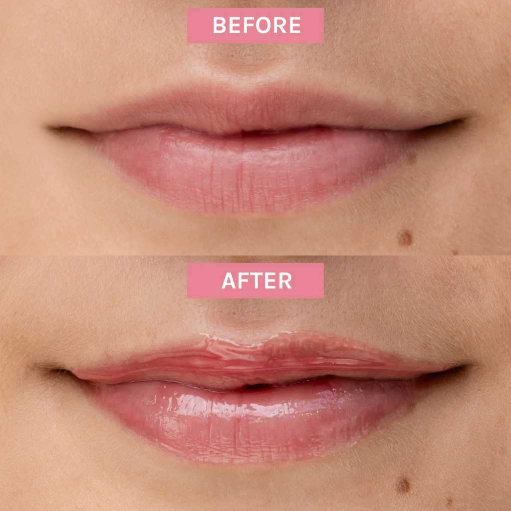Kalahari Melon Seed Oil drop revealing natural hydration in the lip oil.