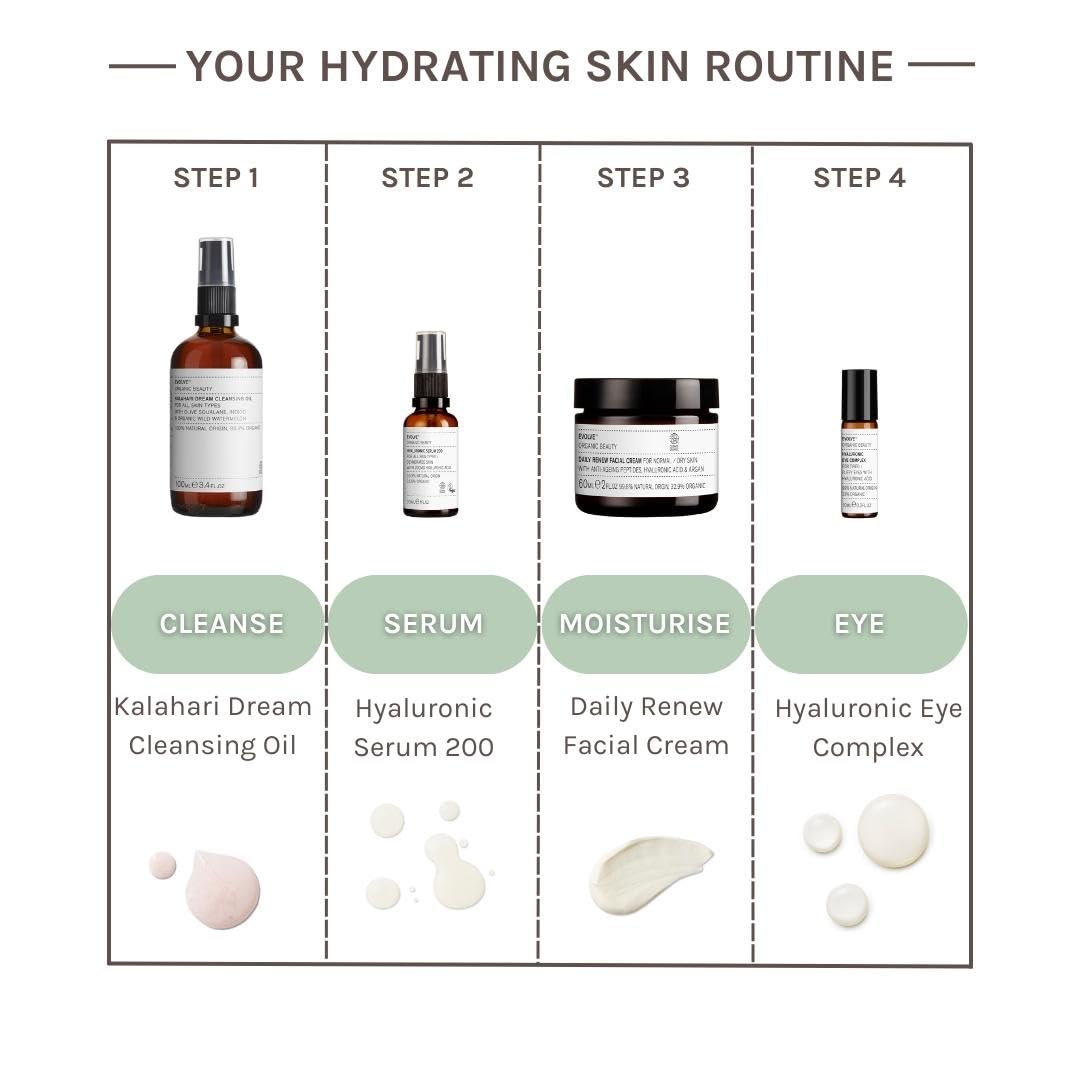 Evolve clean beauty label emphasizes vegan, cruelty-free, organic, small-batch production.