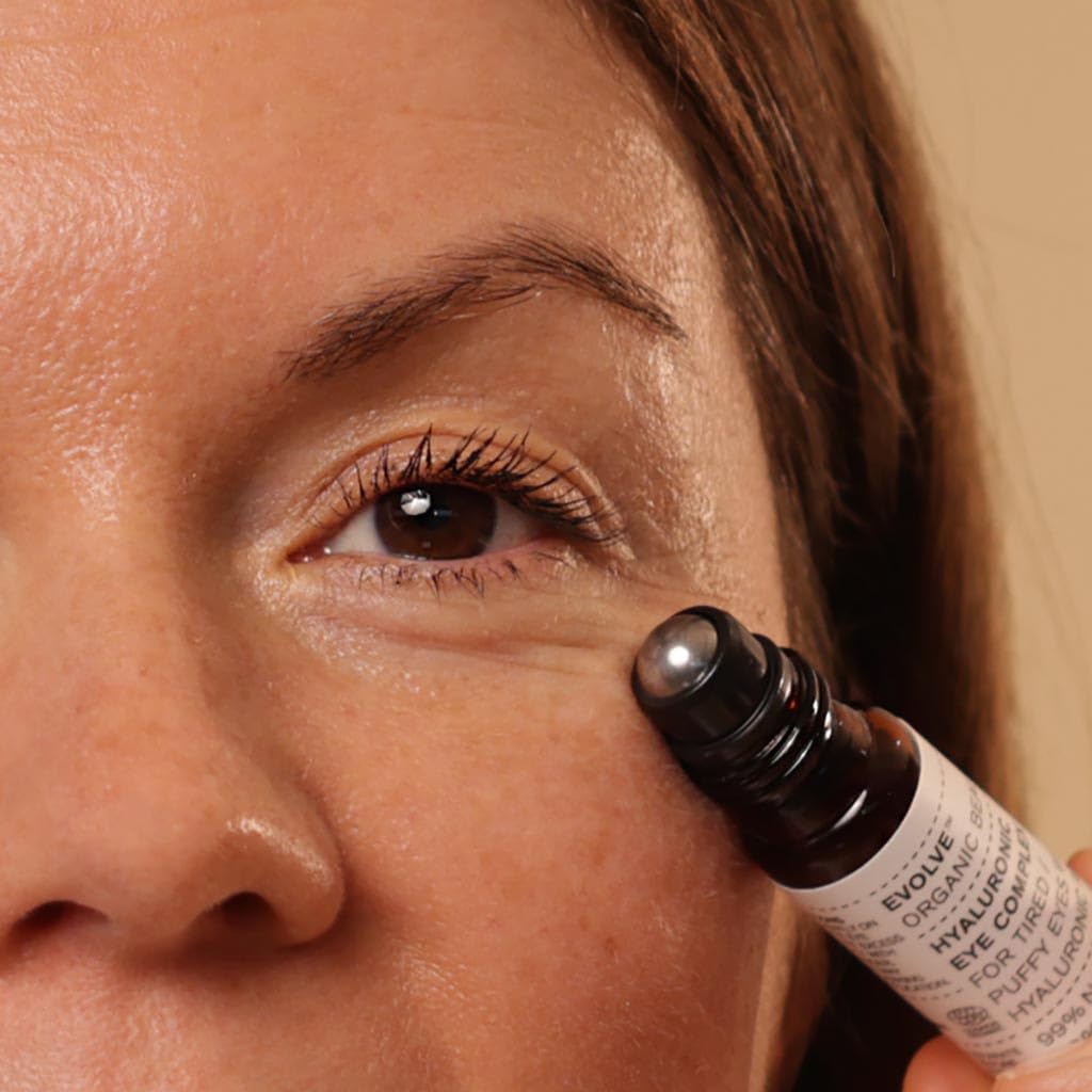 Evolve eye complex with cucumber extract providing a cool, soothing under-eye effect.