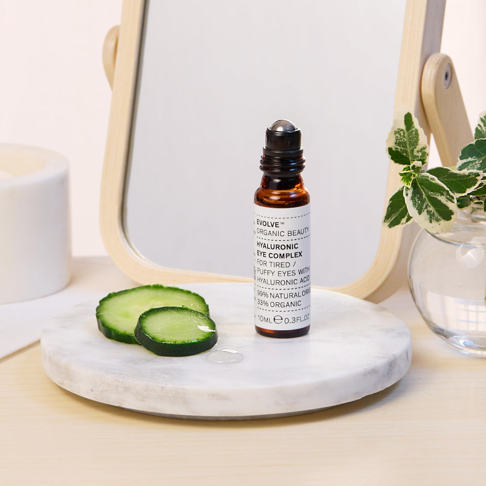 Evolve eye complex with hyaluronic acid for hydrating, smoother-looking skin around eyes.