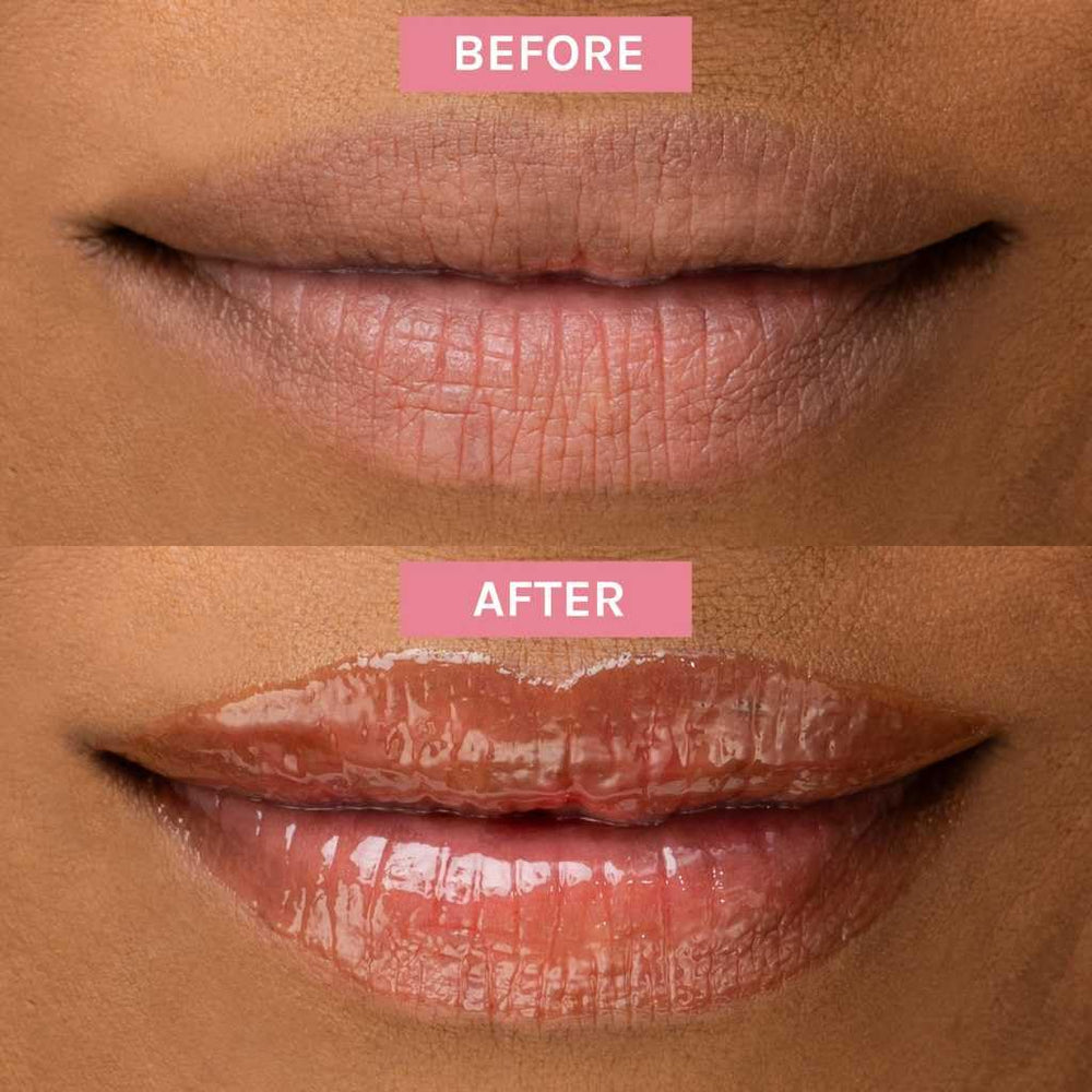 Oil-soluble hyaluronic acid droplets emphasize deep hydration in Evolve Lip Oil.
