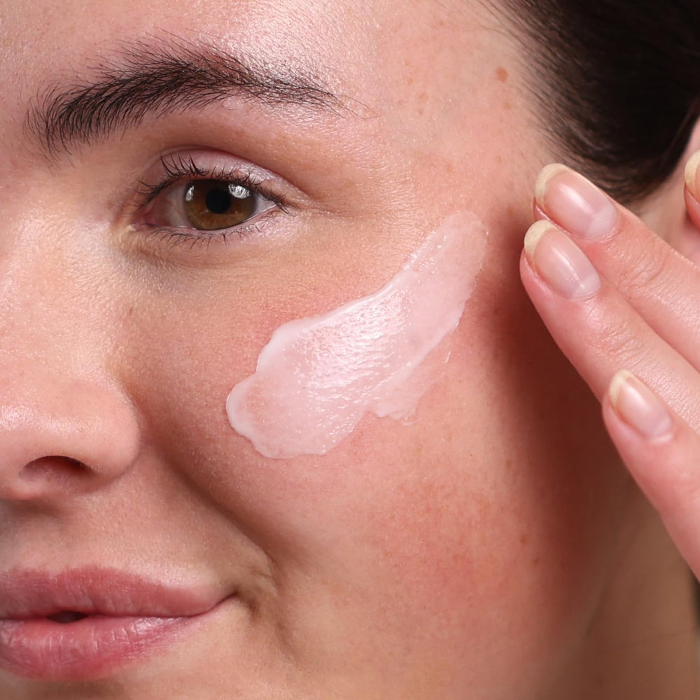 Close-up of matte finish on Evolve Hydrate and Protect cream.