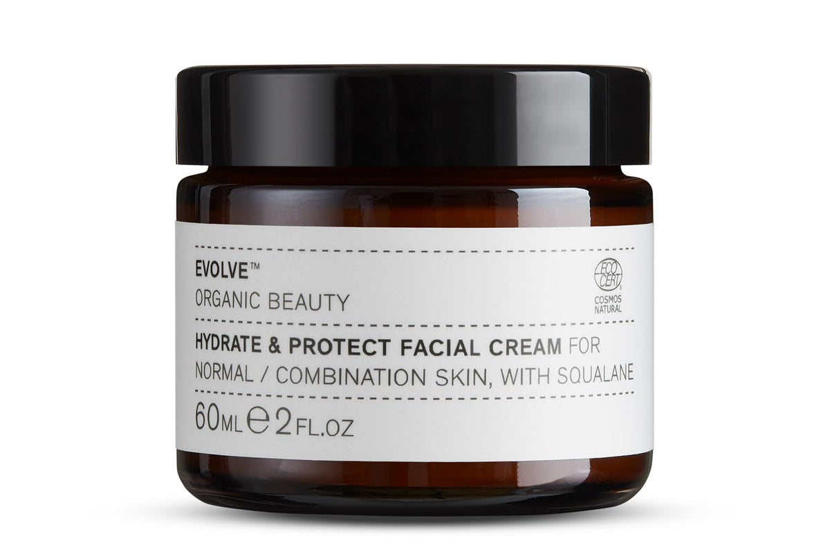 Evolve Hydrate and Protect cream texture close-up showing lightweight matte finish.