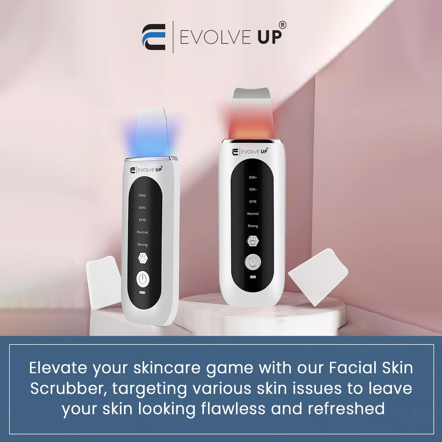 EVOLVE UP face cleansing spatula demonstrates gentle exfoliation and impurity removal