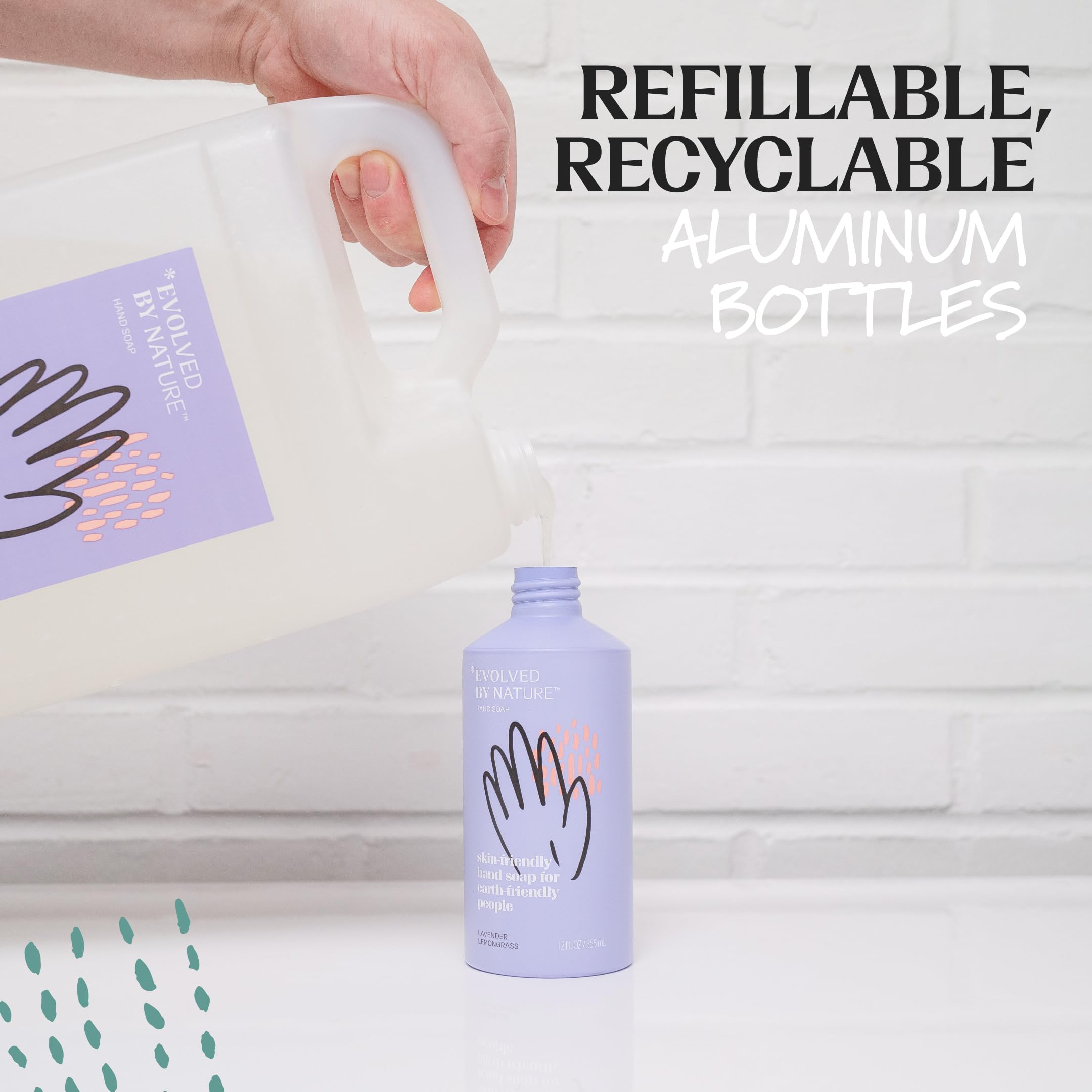 EVOLVED BY NATURE eco-friendly packaging and bulk refill concept in action.