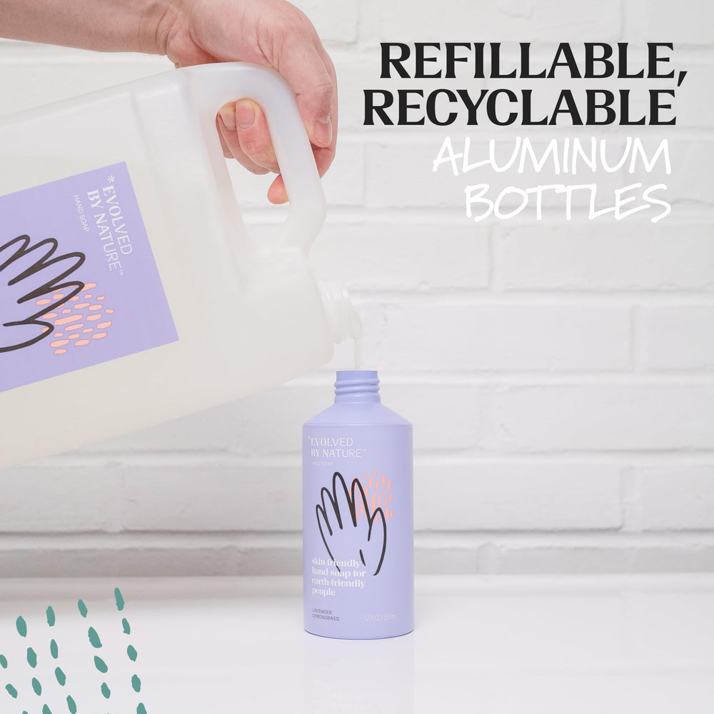 EVOLVED BY NATURE eco-friendly packaging and bulk refill concept in action.