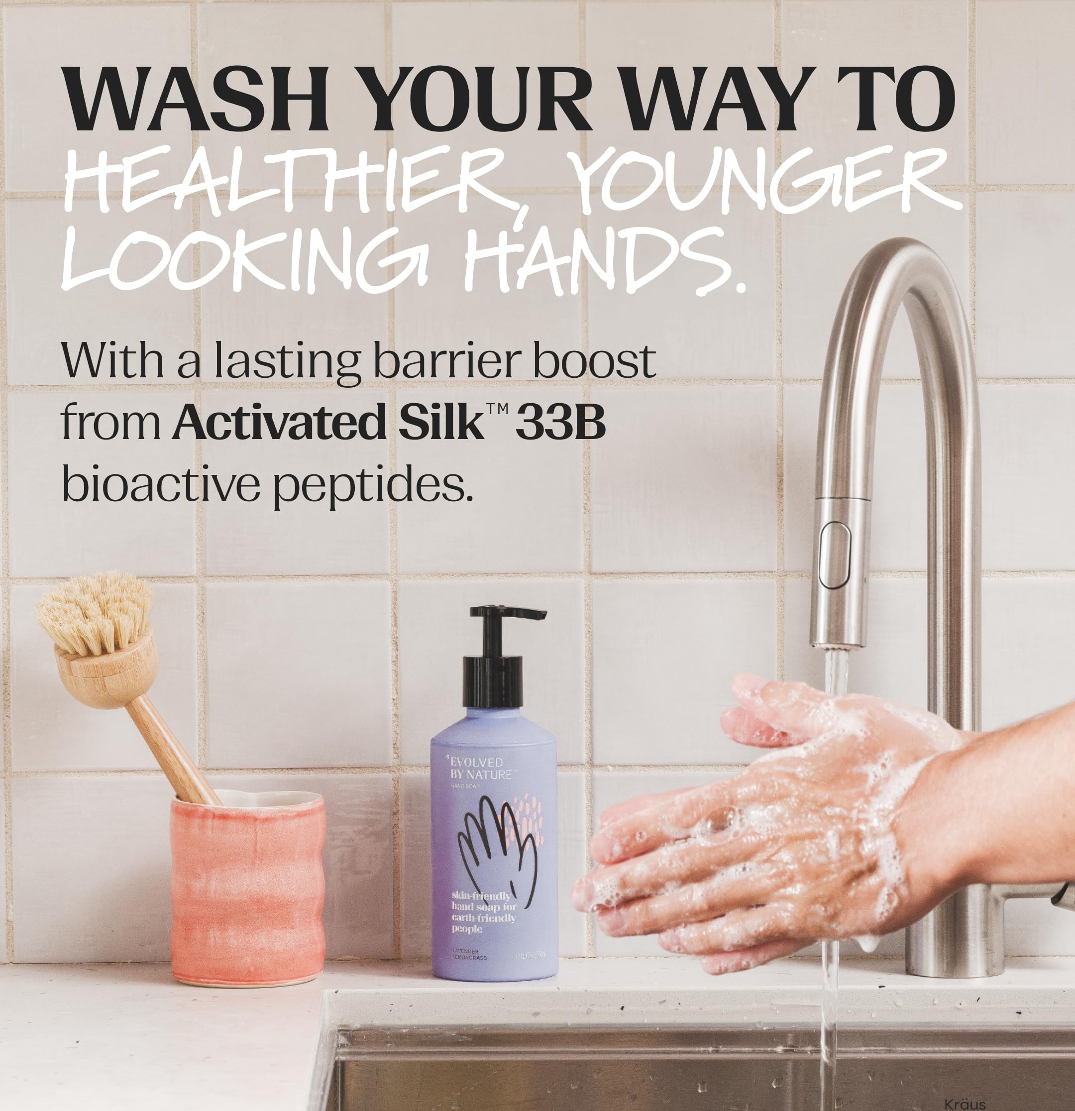 EVOLVED BY NATURE Lavender Lemongrass scent adds calming aroma during handwashing.