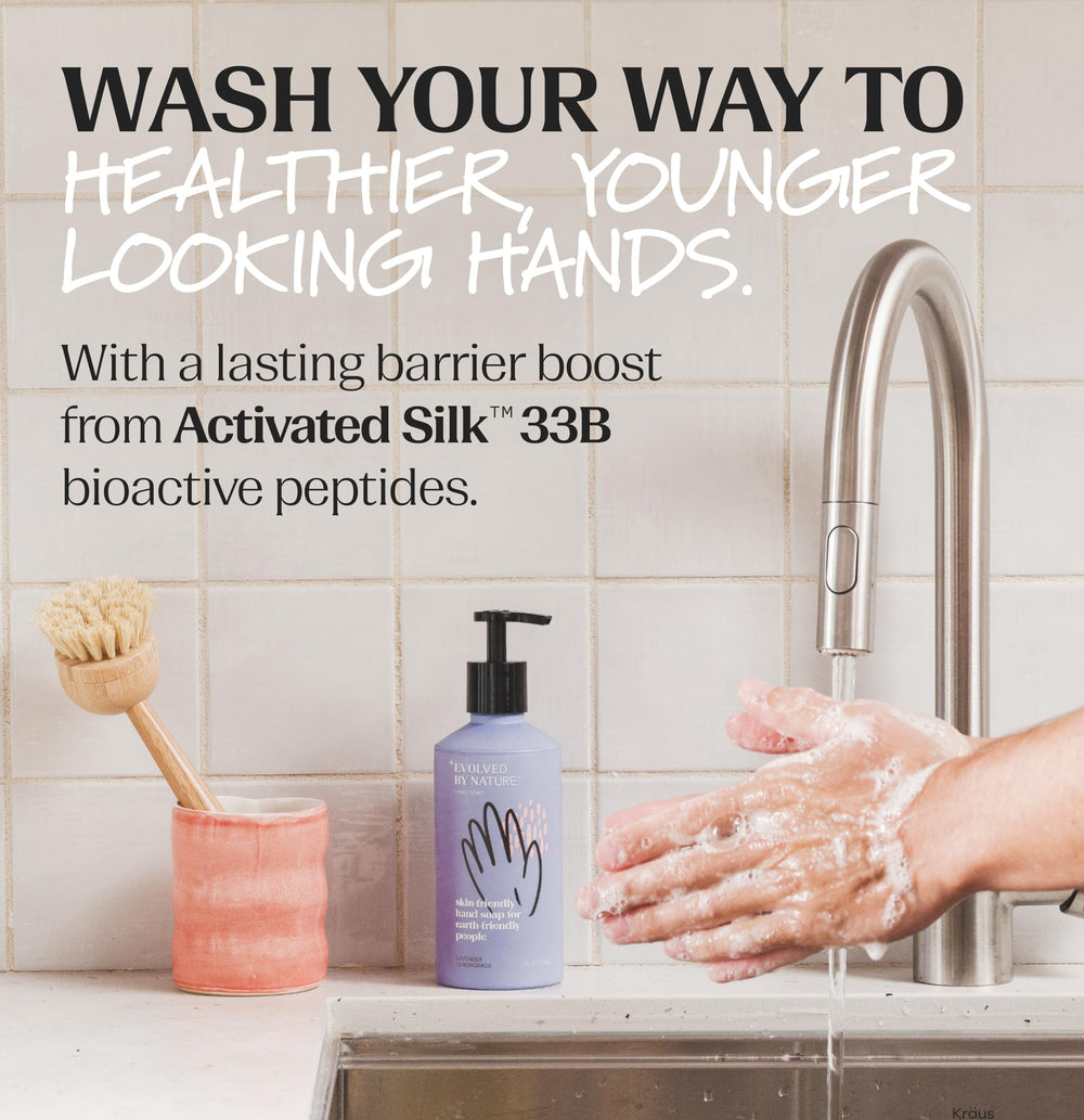 EVOLVED BY NATURE Lavender Lemongrass scent adds calming aroma during handwashing.