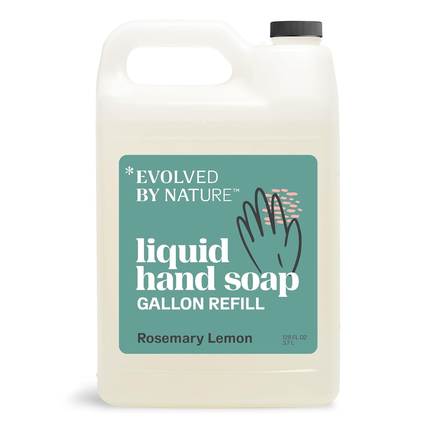 EVOLVED BY NATURE liquid hand soap bottle pouring for easy refills